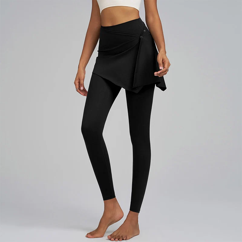 Olivenorma Wickelrock-Details, hochtaillierte, bodenlange Damen-Yogahose