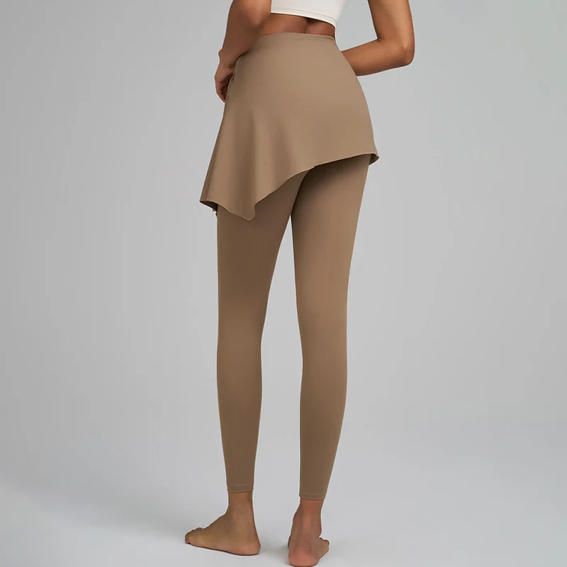 Olivenorma Wickelrock-Details, hochtaillierte, bodenlange Damen-Yogahose
