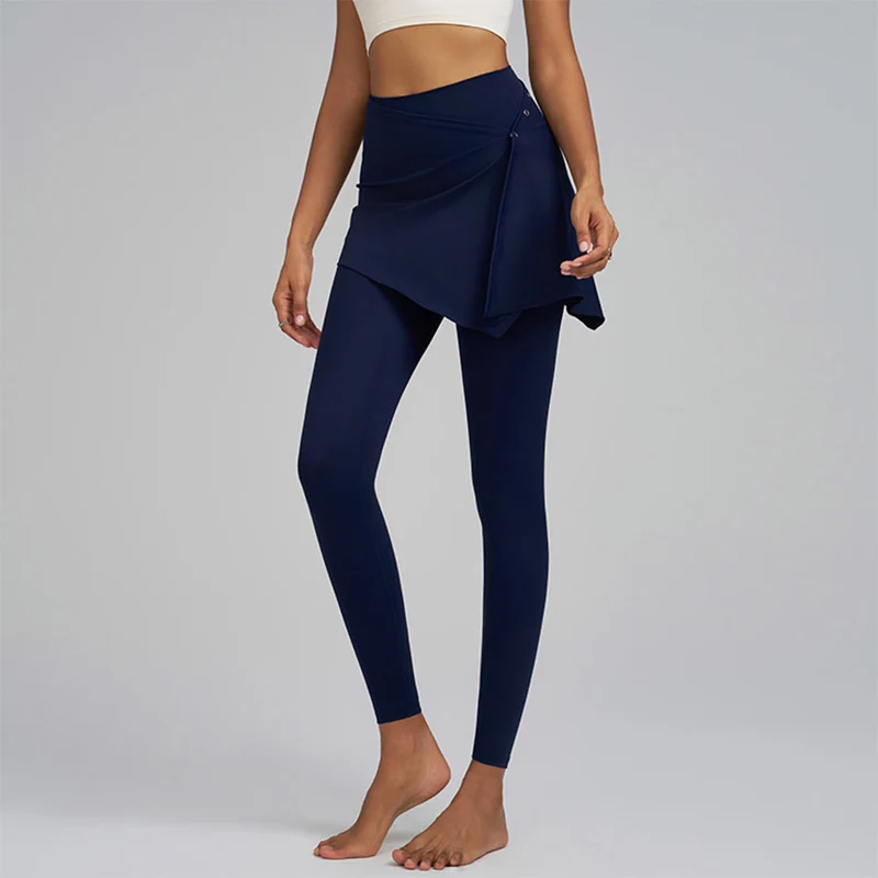 Olivenorma Wickelrock-Details, hochtaillierte, bodenlange Damen-Yogahose