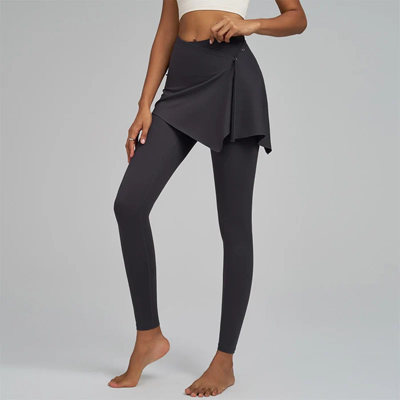 Olivenorma Wickelrock-Details, hochtaillierte, bodenlange Damen-Yogahose