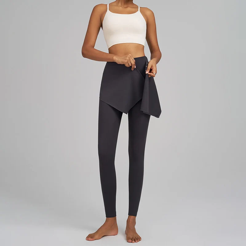 Olivenorma Wickelrock-Details, hochtaillierte, bodenlange Damen-Yogahose