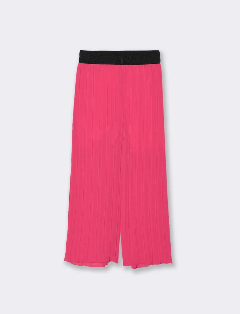 Pantaloni leggeri effetto plissé. - Fuxia