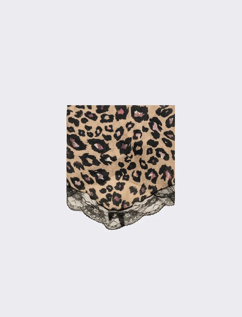 Foulard bambina triangolo con pizzo - Leopardato