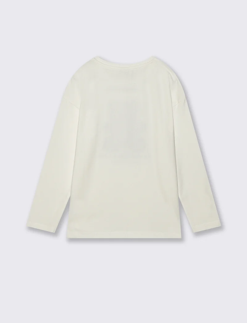 T-shirt manica lunga - Bianco latte