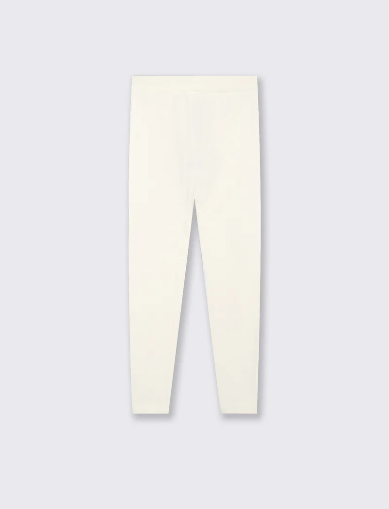 Leggings invernali da bambina in filato elastico. - Bianco latte