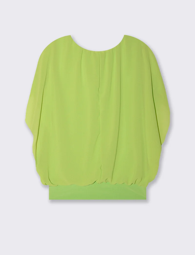 Casacca smanicata in tessuto leggero con collana - Verde