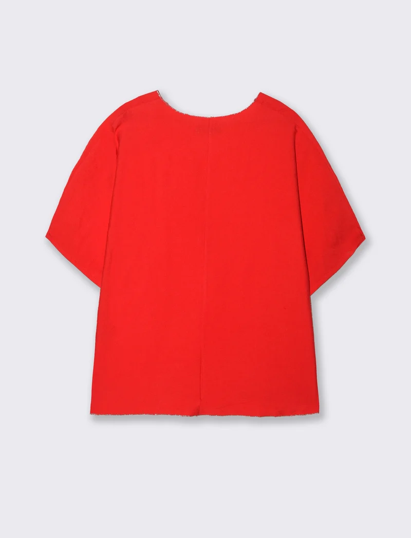 Tshirt over con dettagli in lurex per donna - Rosso