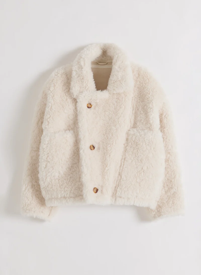 Cream Reversible Shearling Jacket