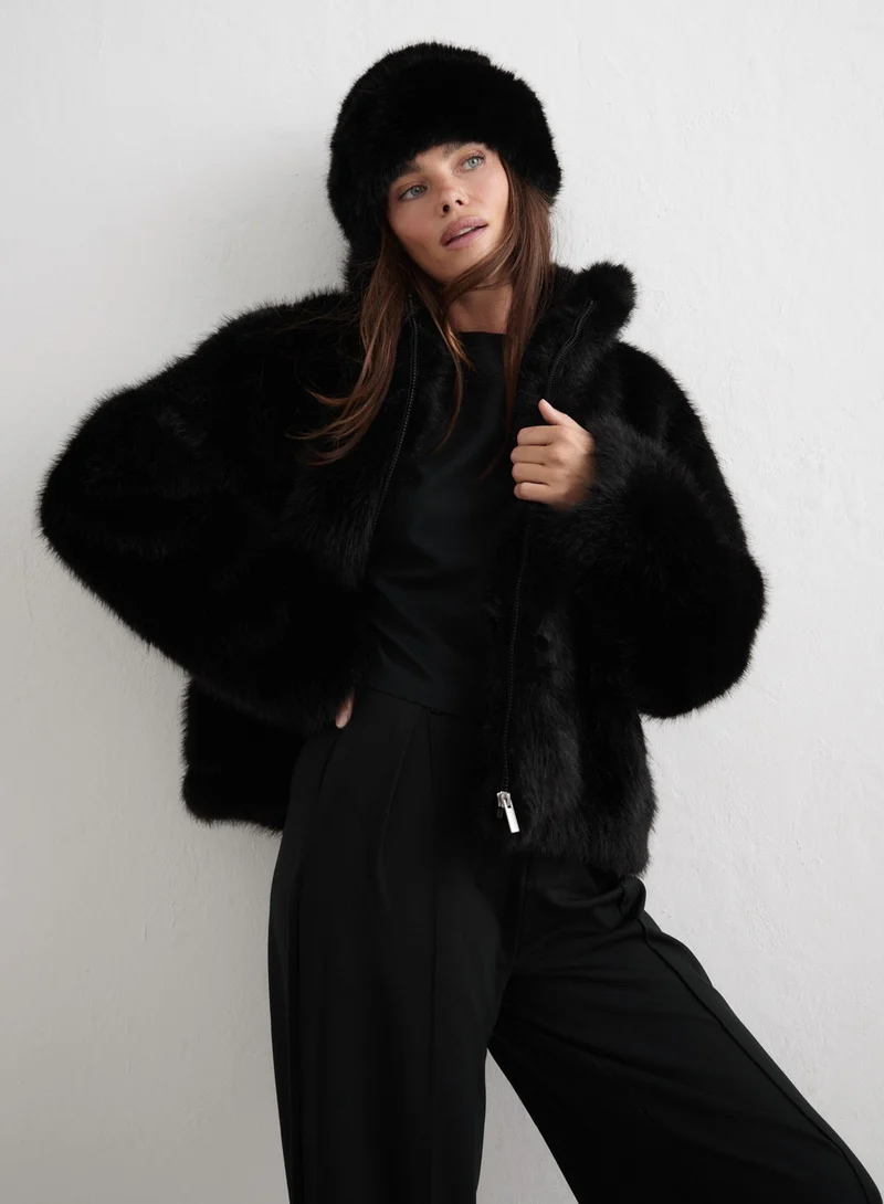 Black Faux Fur Jacket