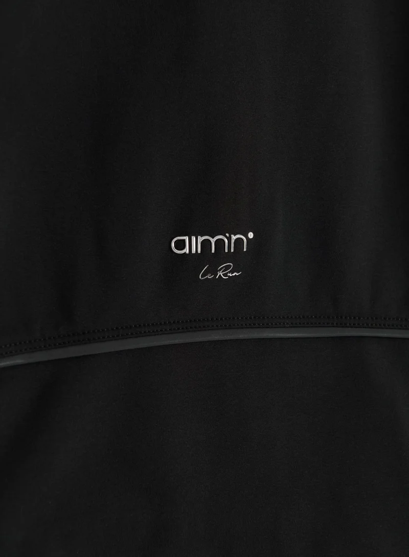 Black Warming Reflective Running Zip Long Sleeve