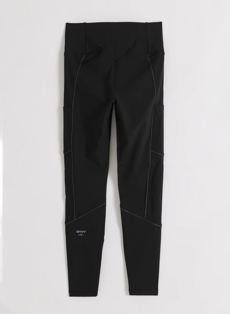 Black Warming Reflective Running Tights