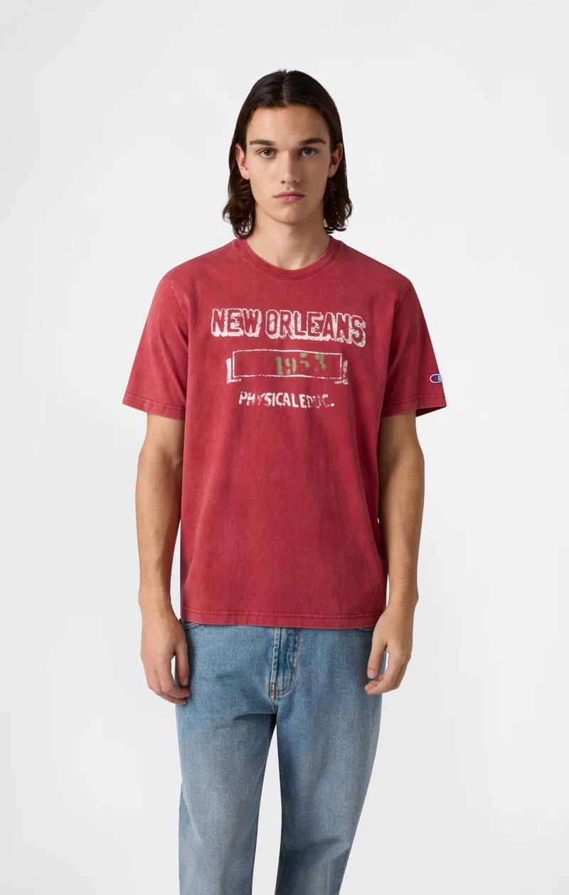 Men’s Heavyweight Cotton T-shirt with Reverse Weave Print