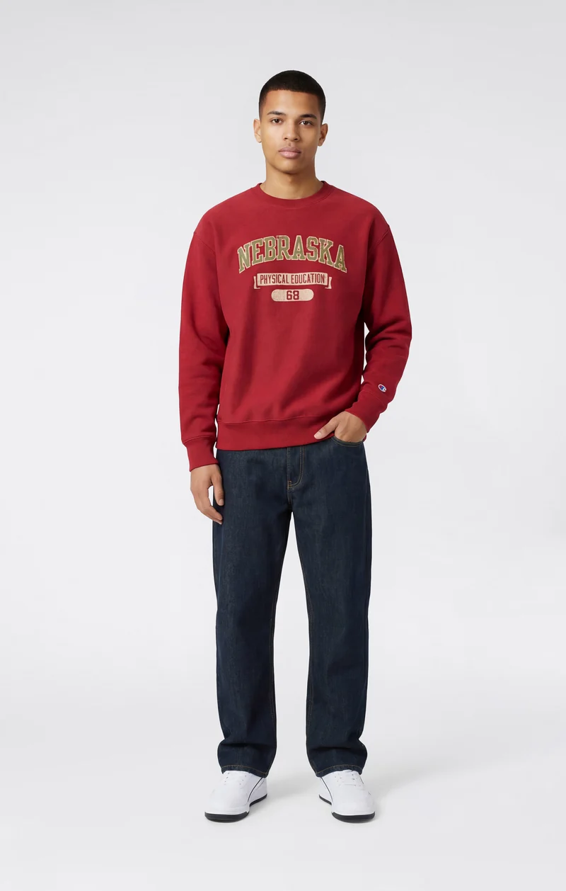 Men’s Heavyweight Crewneck Sweatshirt with Brushed Interior and Print Reverse Weave