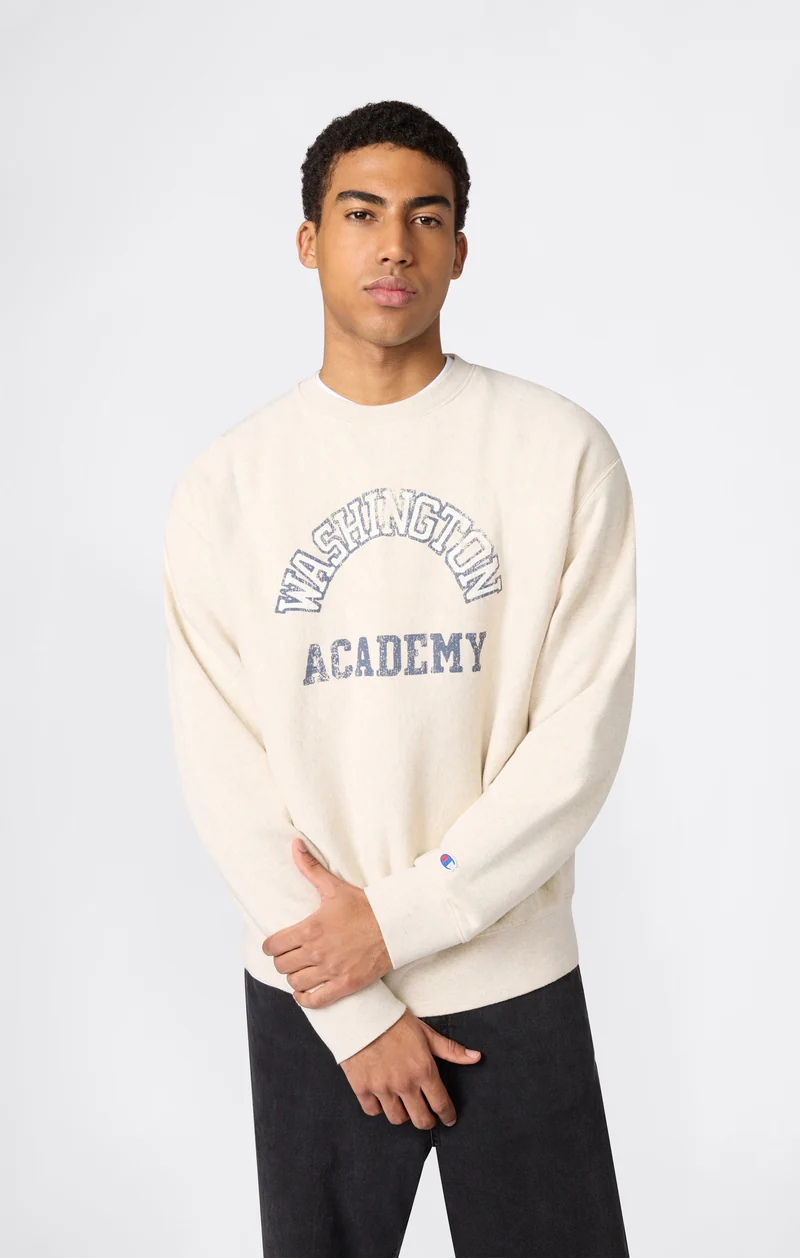 Men’s Heavyweight Crewneck Sweatshirt with Brushed Interior and Print Reverse Weave