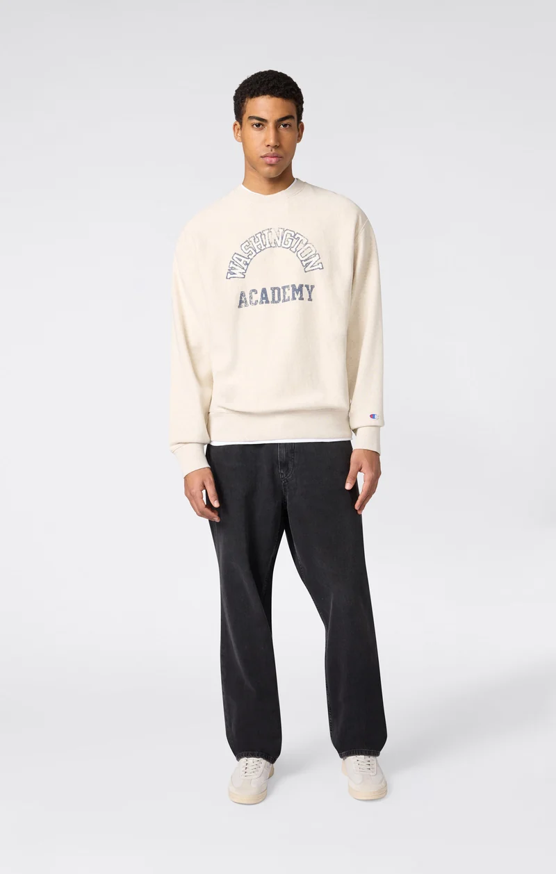 Men’s Heavyweight Crewneck Sweatshirt with Brushed Interior and Print Reverse Weave