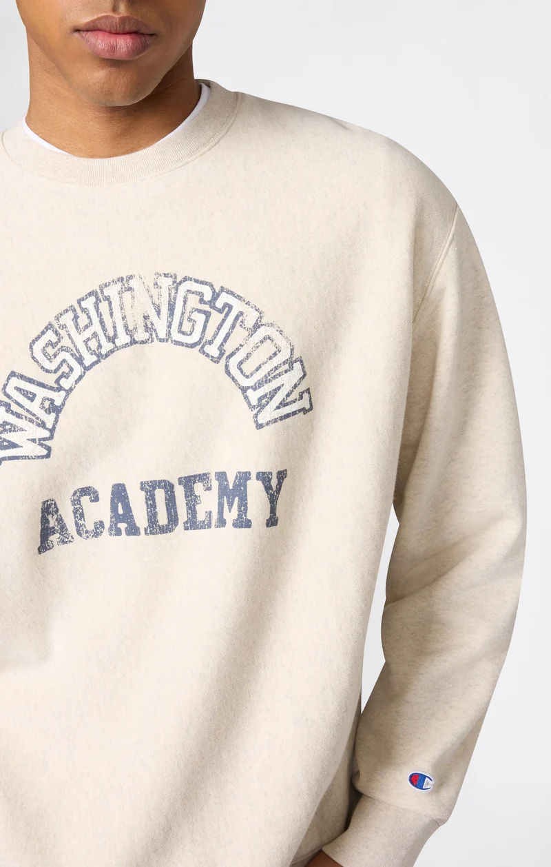 Men’s Heavyweight Crewneck Sweatshirt with Brushed Interior and Print Reverse Weave