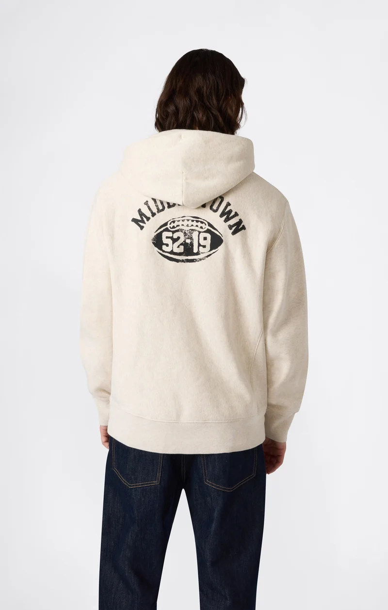 Heavyweight Men's Hooded Sweatshirt with Brushed Interior and Print Reverse Weave