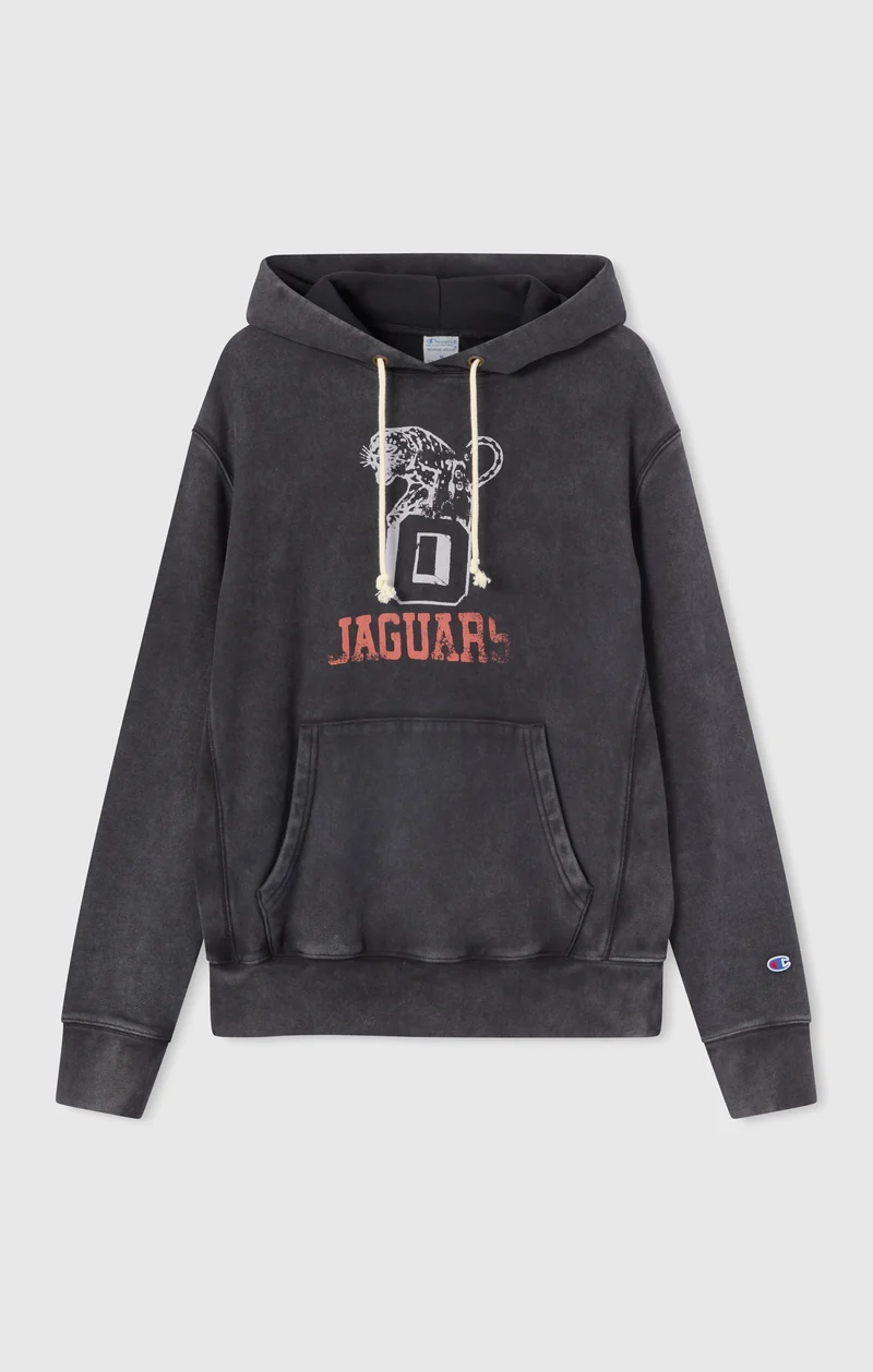 Heavyweight Men's Hooded Sweatshirt with Brushed Interior and Print Reverse Weave