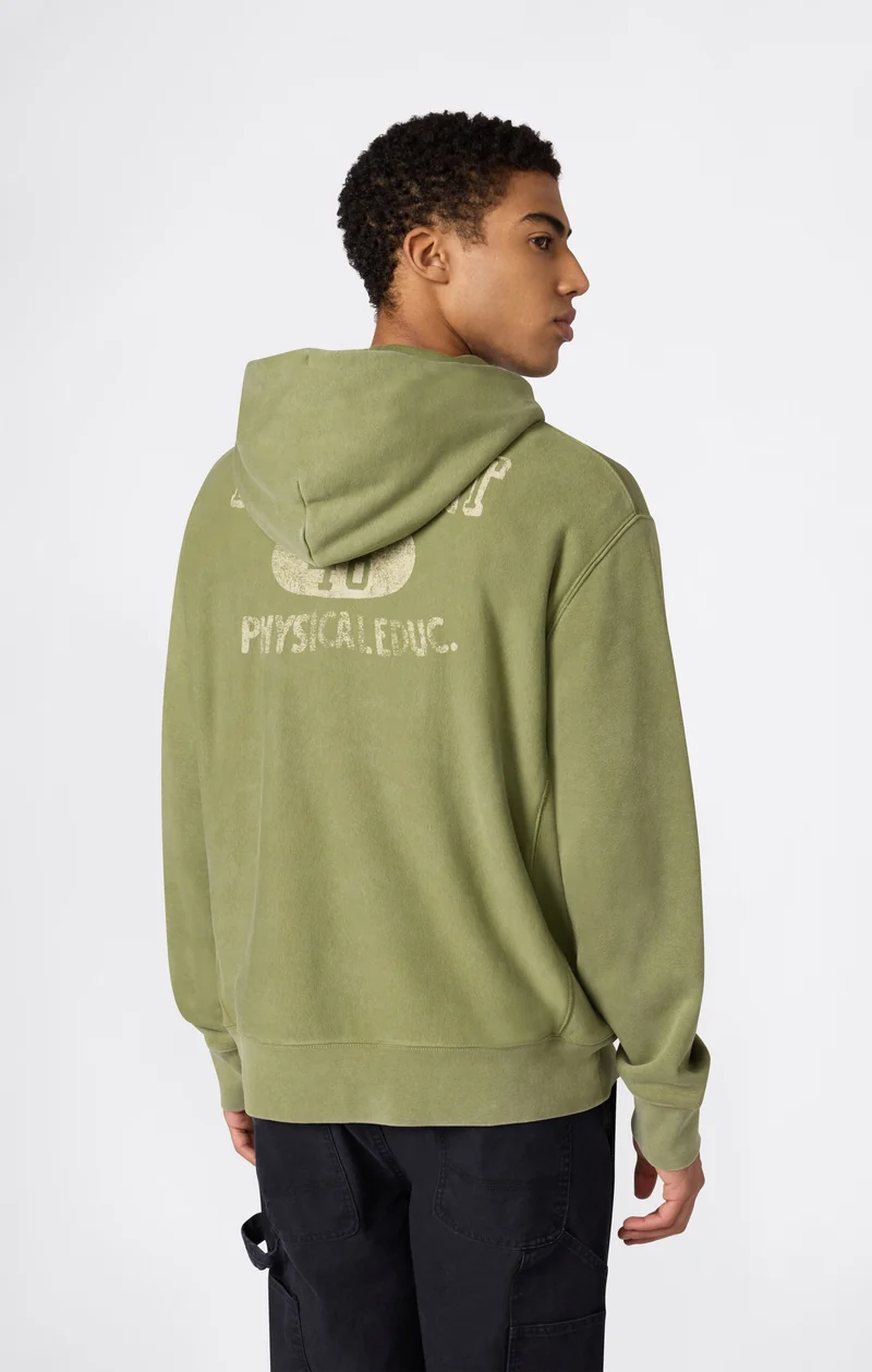 Heavyweight Men's Hooded Sweatshirt with Brushed Interior and Print Reverse Weave