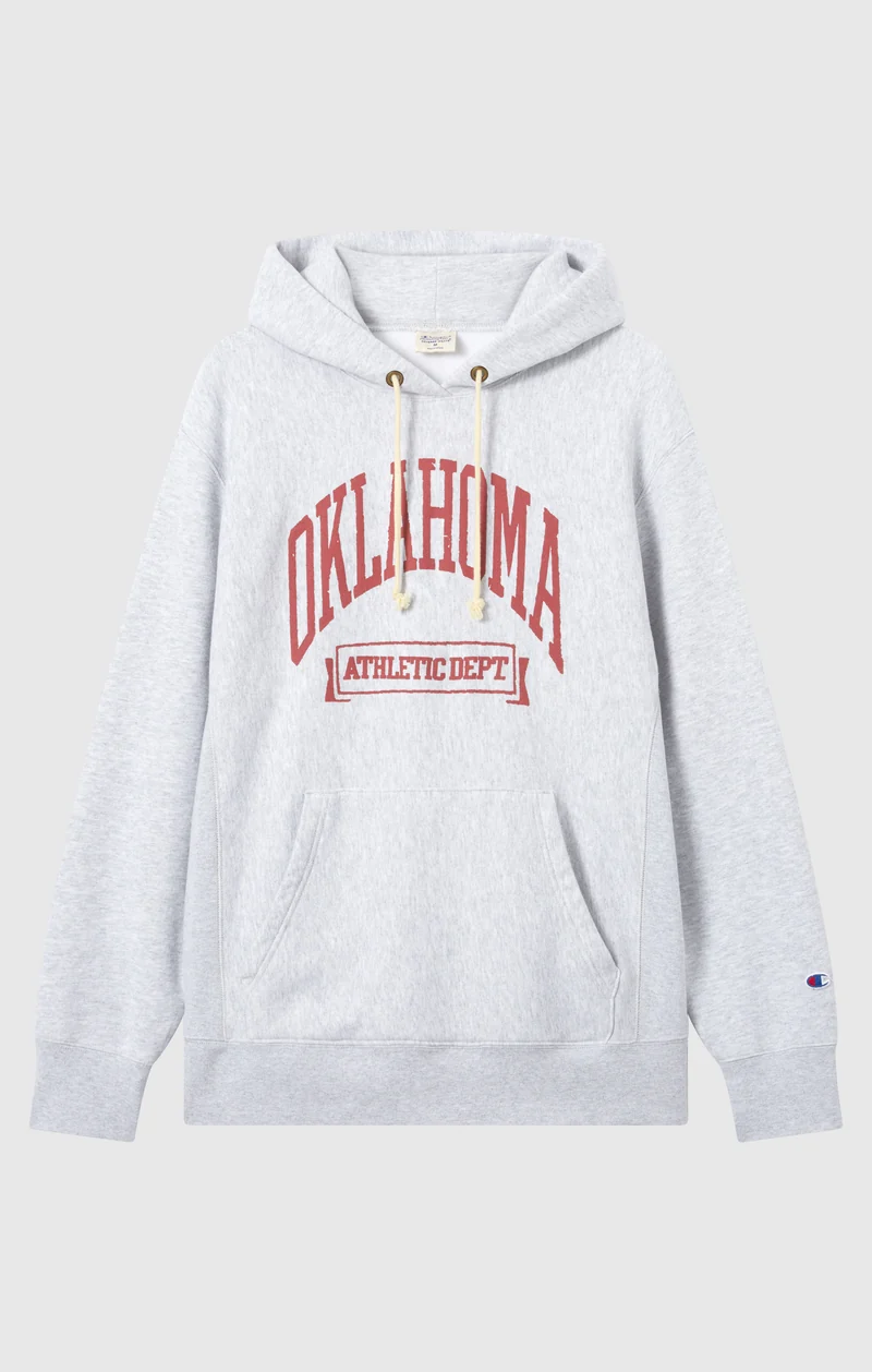 Heavyweight Men's Hooded Sweatshirt with Brushed Interior and Print Reverse Weave