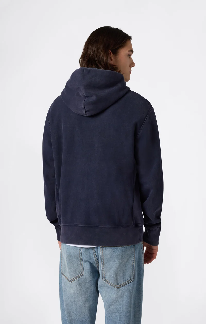Heavyweight Men's Hooded Sweatshirt with Brushed Interior and Print Reverse Weave