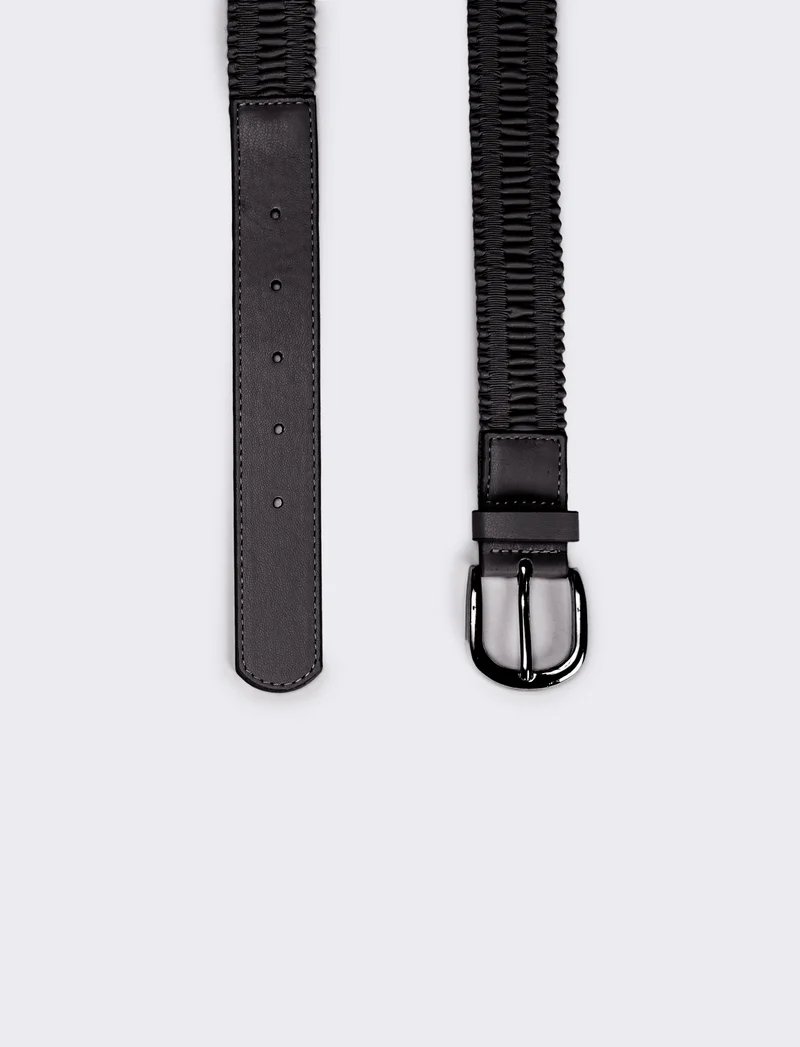 Cintura bambina goffrata - Nero