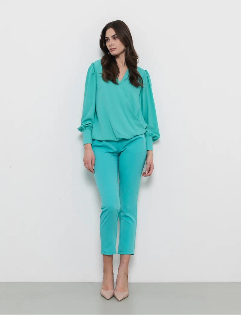 Pantalone regular fit da donna - Verde acqua
