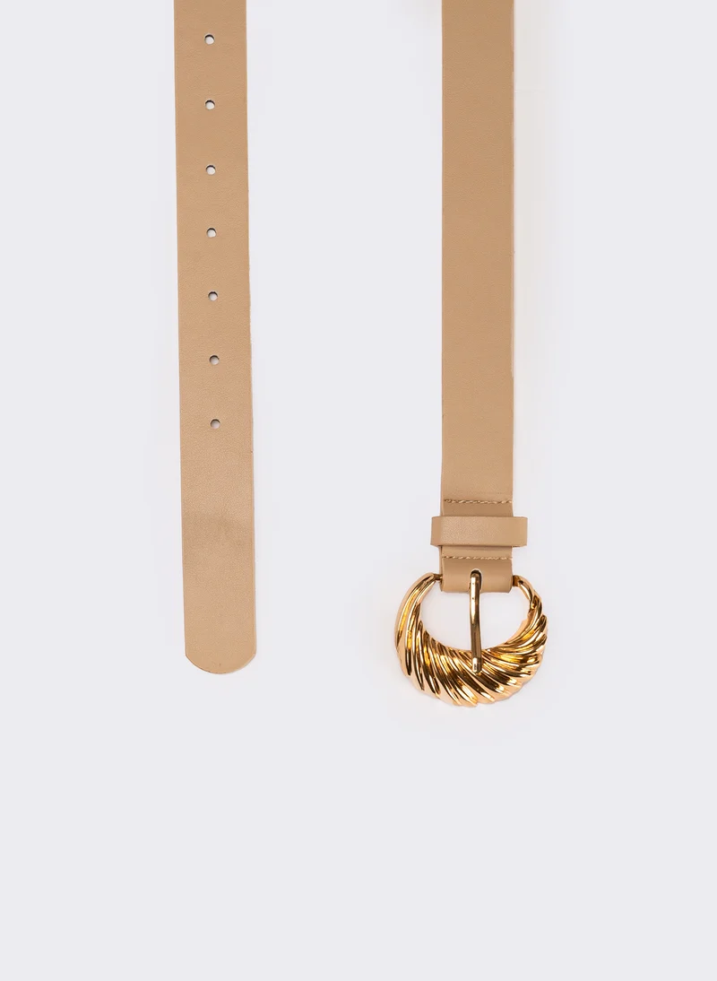 Cintura donna fibbia ventaglio - Beige