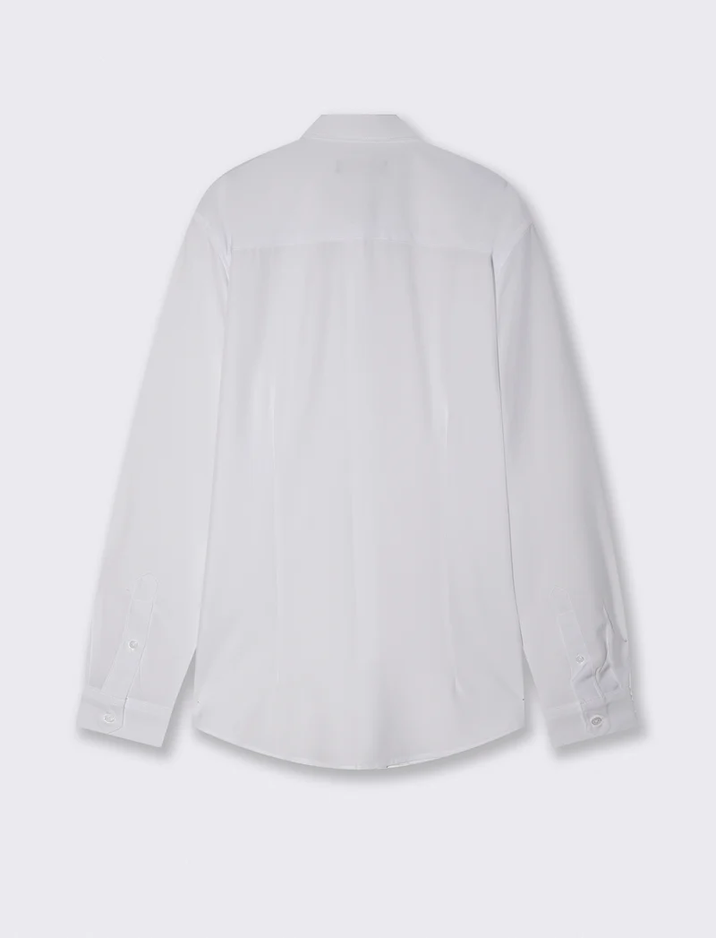 Camicia Regular Fit in Tessuto Tecnico - Bianco