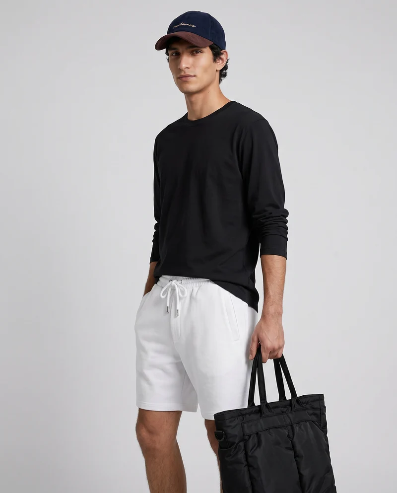 T-shirt slim fit a coste girocollo - Nero