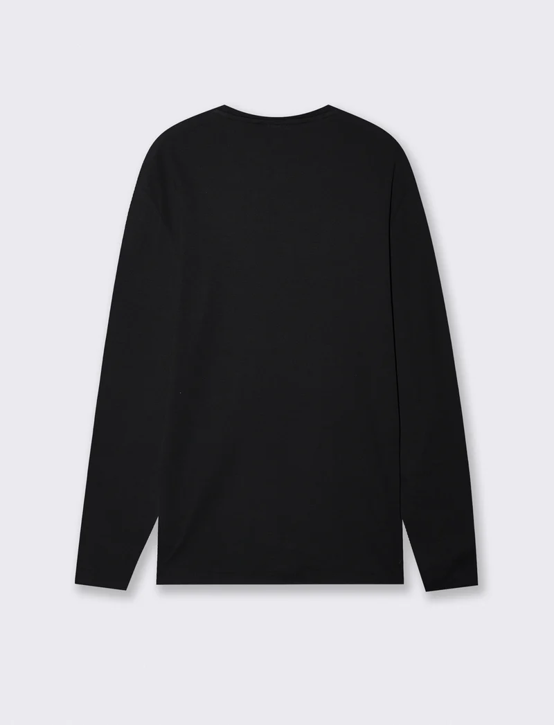 T-shirt slim fit a coste girocollo - Nero