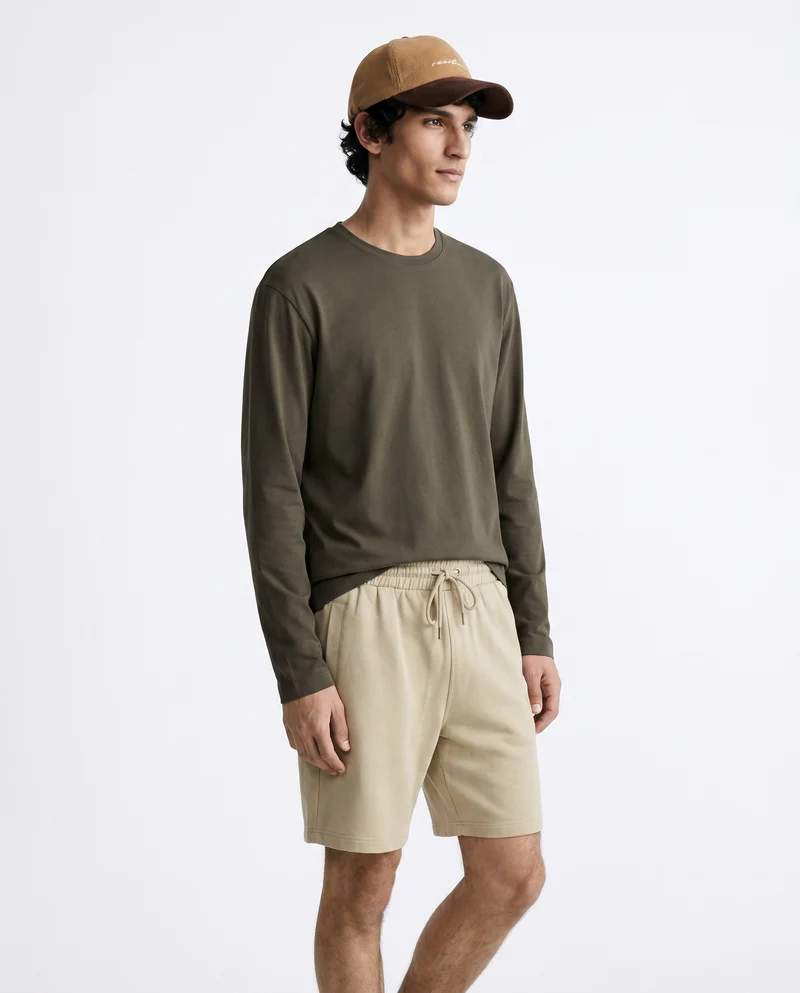 T-shirt slim fit a coste girocollo - Verde kaki