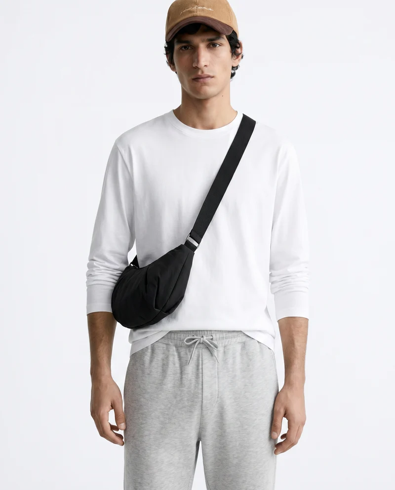 T-shirt slim fit a coste girocollo - Bianco