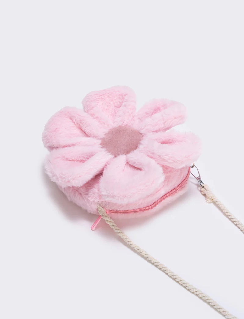 Borsetta margherita in pelliccia finta con tracolla - Rosa