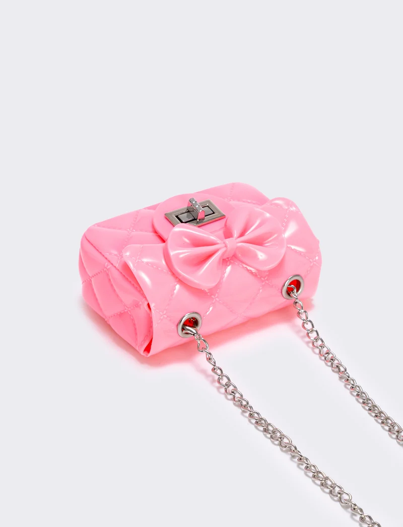 Borsetta bambina trapuntata con fiocco - Rosa