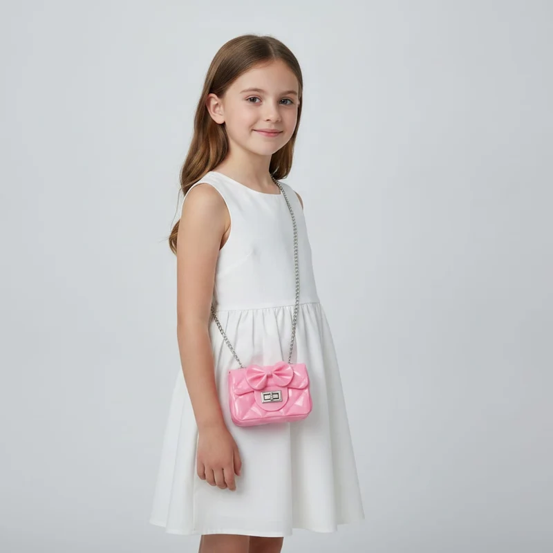 Borsetta bambina trapuntata con fiocco - Rosa