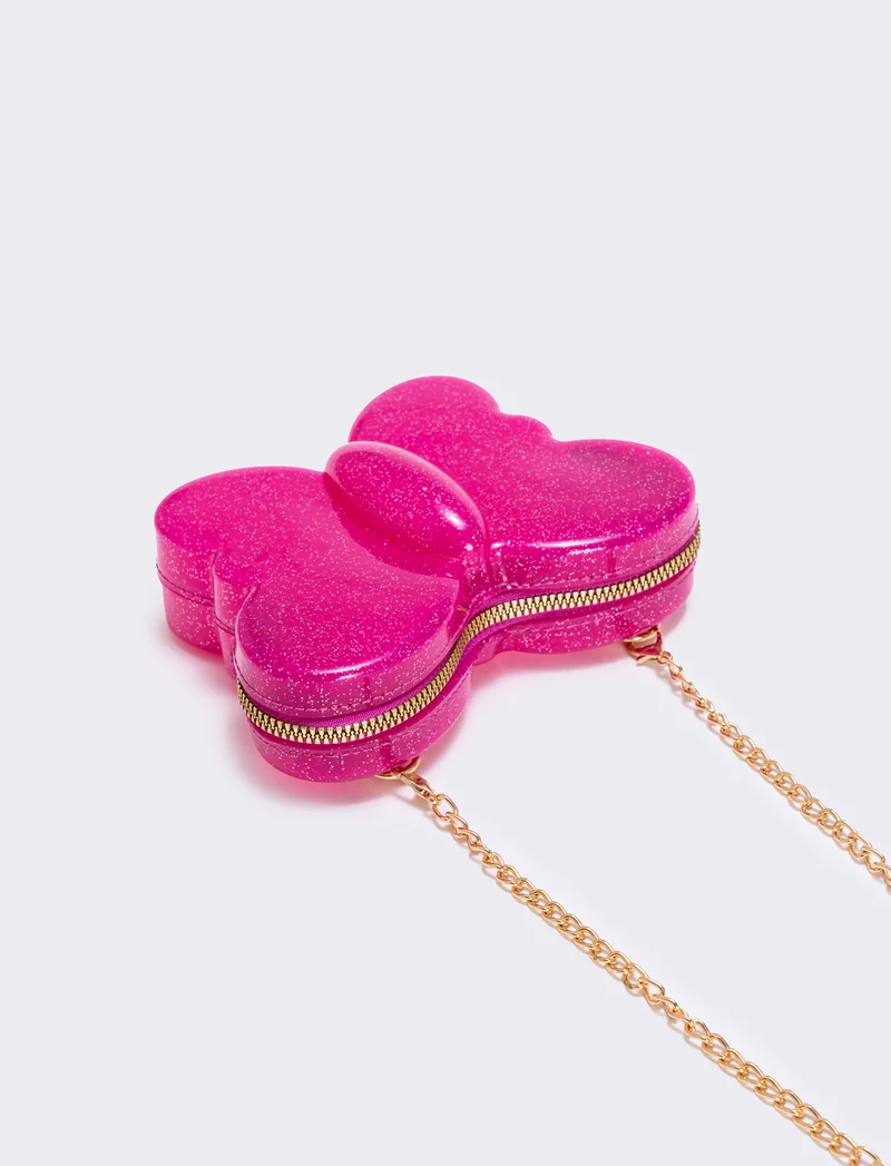 Borsetta farfallina glitter per bambina - Fuxia