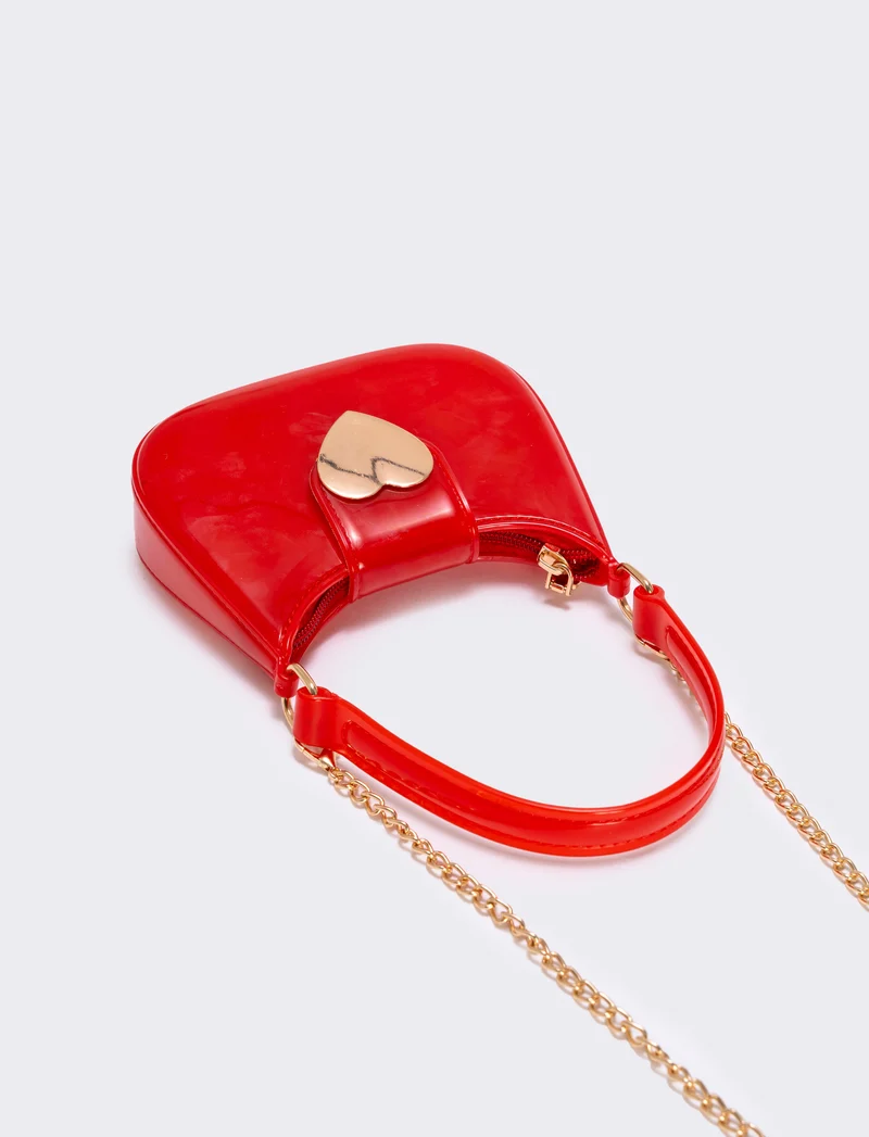 Borsetta bambina con patta cuore metallo - Rosso