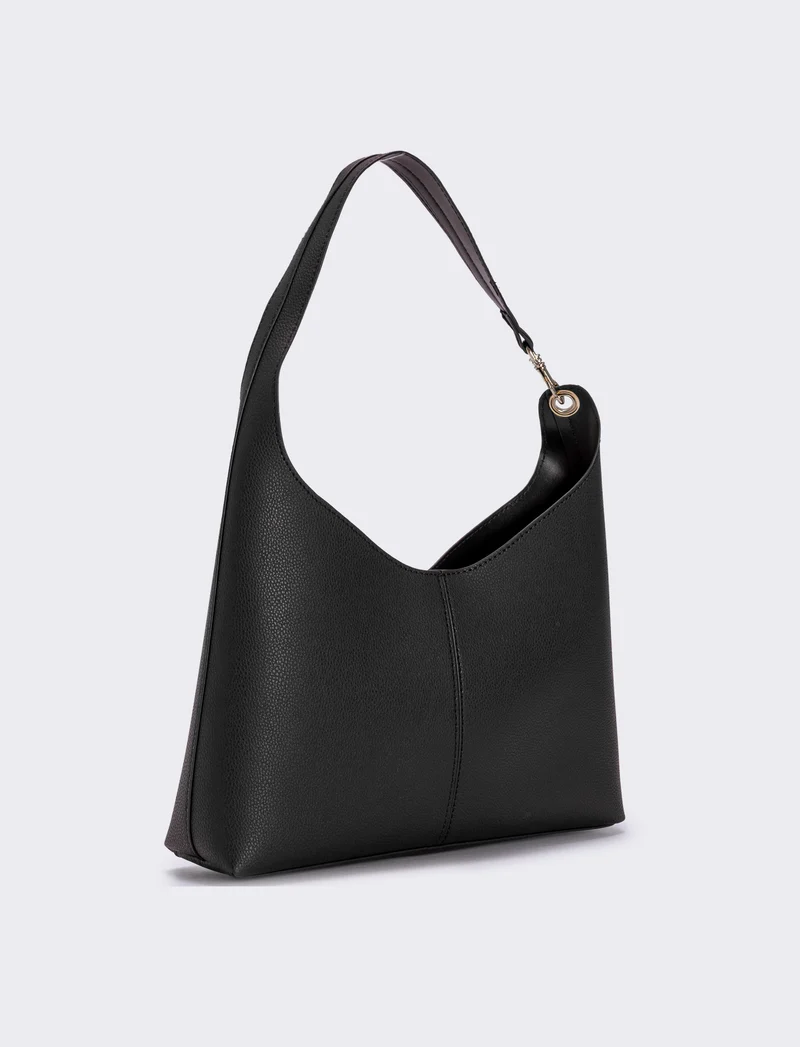Borsa a spalla con gancio sintetica - Nero