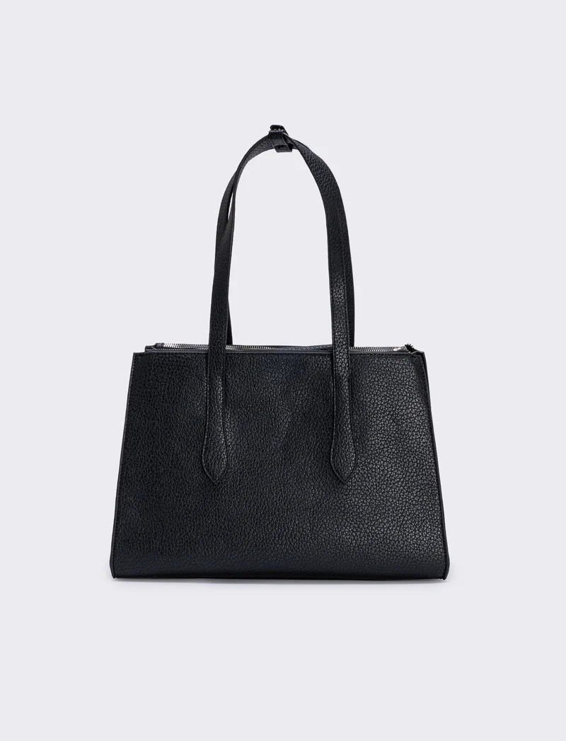 Borsa grande a spalla in suede - Nero
