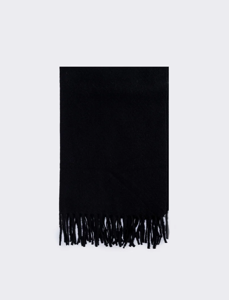 Sciarpa in tinta unita con frange - Nero