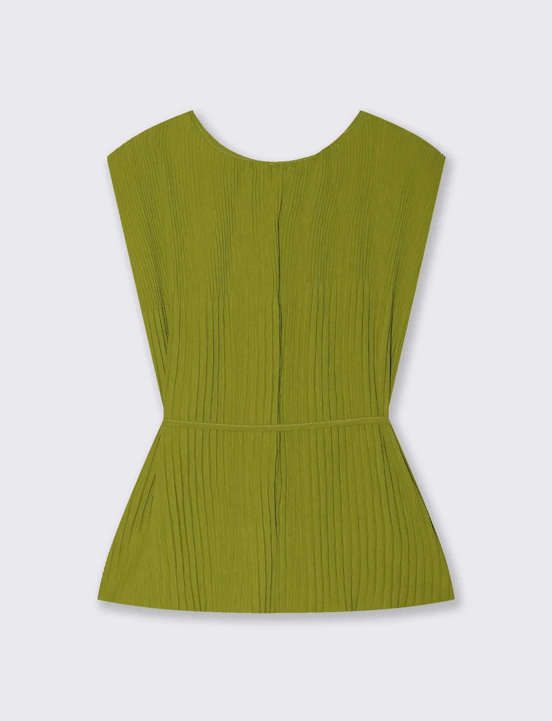 Top Plissettato con Spalline Imbottite - Verde