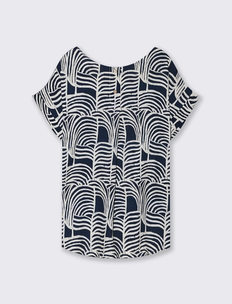Maglia Fantasia con Manica a T - Blu