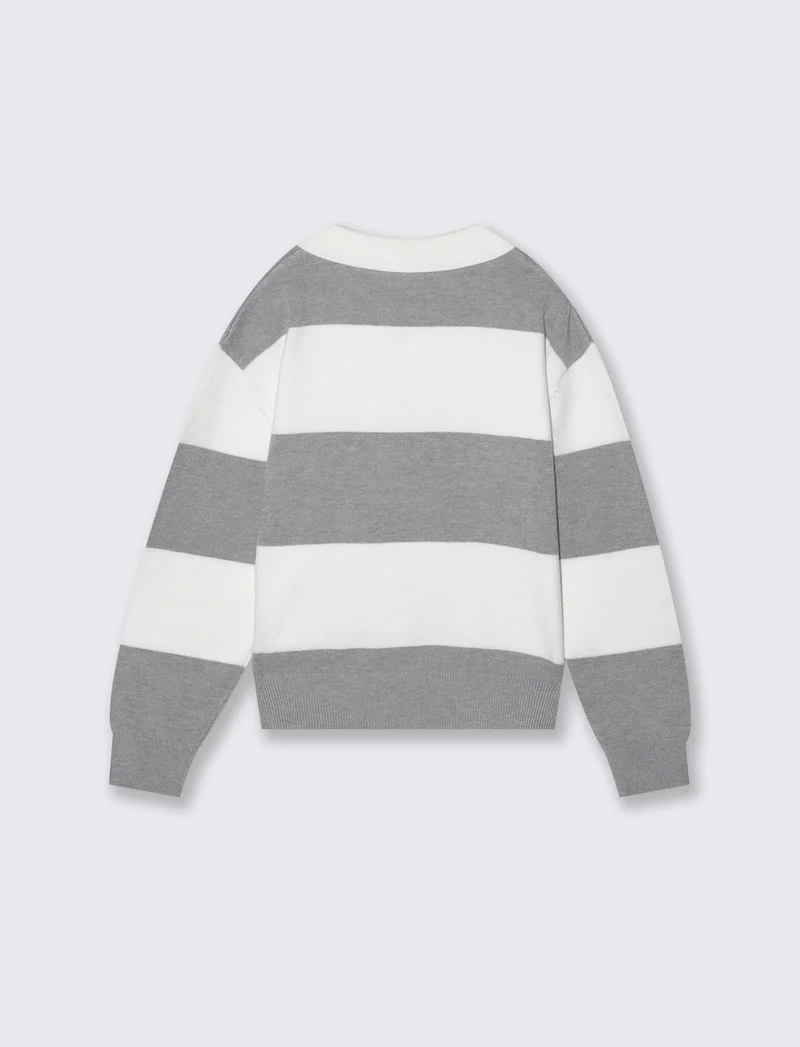 Pullover a righe panna e grigio per bambina - Righe