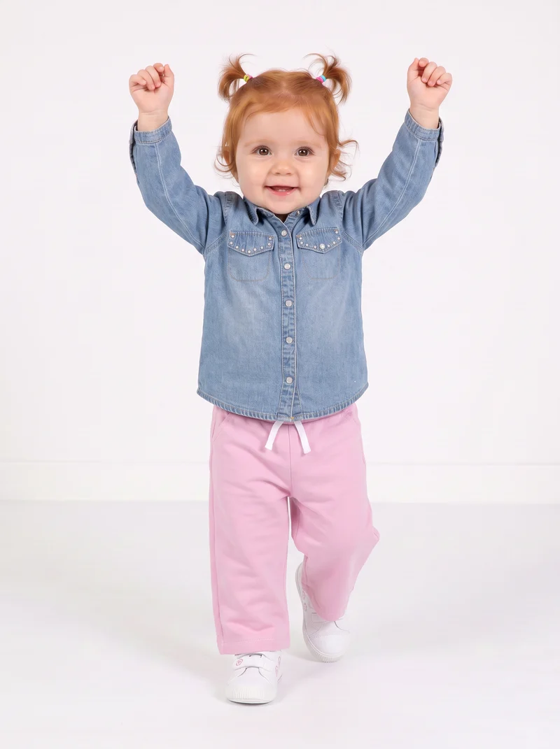 Camicia a maniche lunghe da neonata - Denim