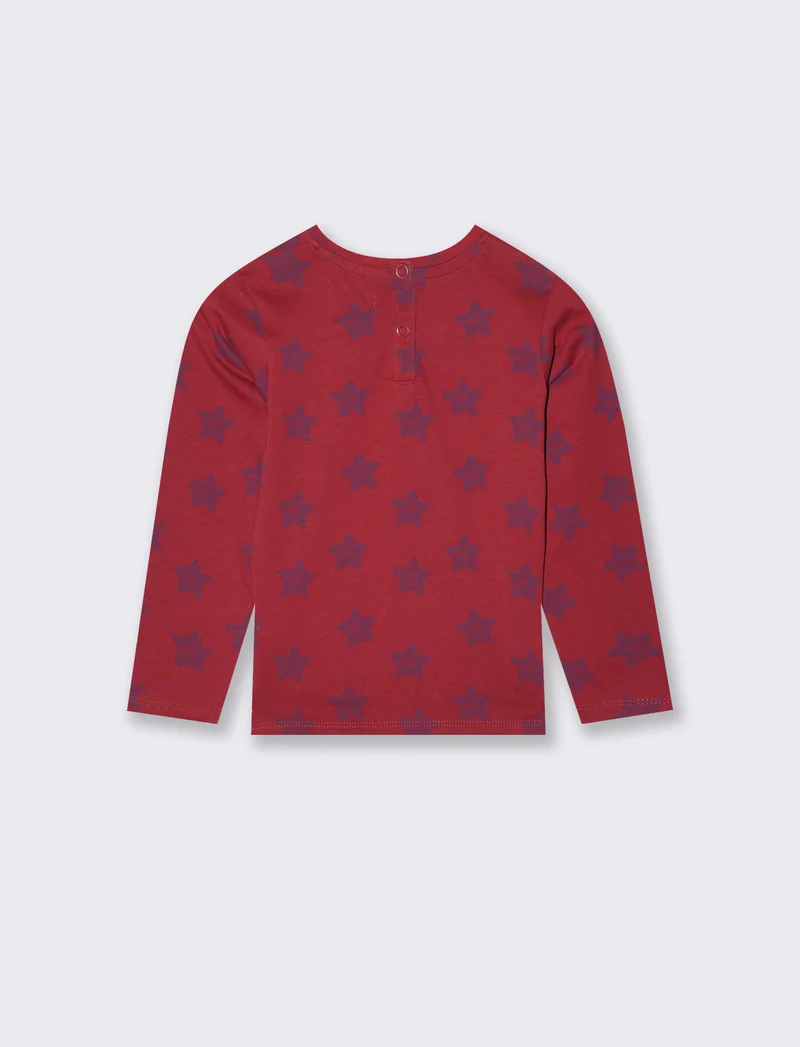 T-shirt fantasia girocollo manica lunga - Bordeaux