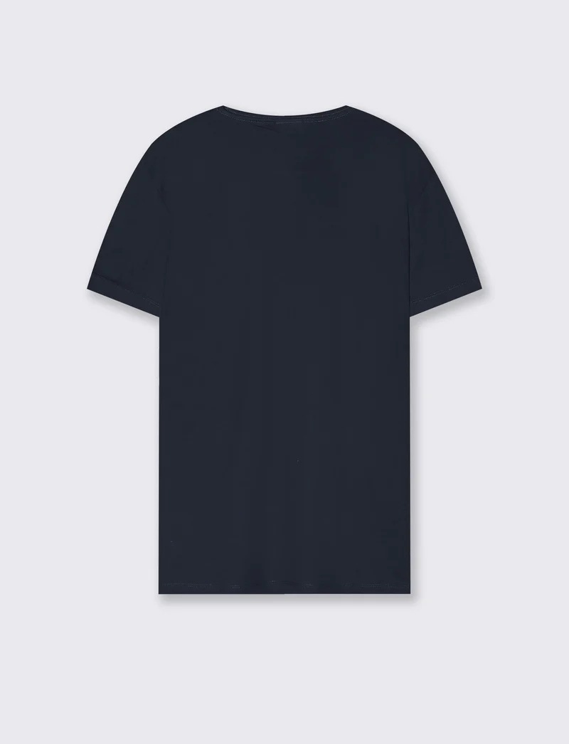 T-shirt girocollo in cotone mercerizzato - Blu
