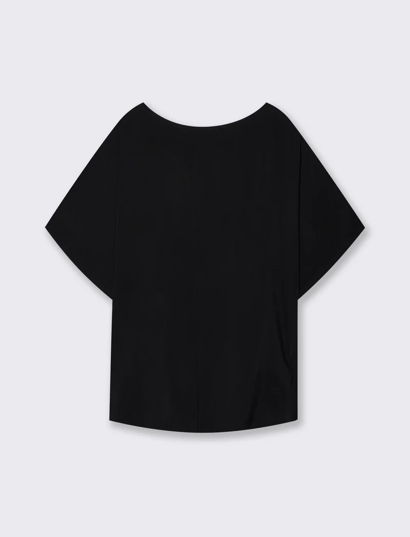 Casacca morbida con scollo rotondo - Nero