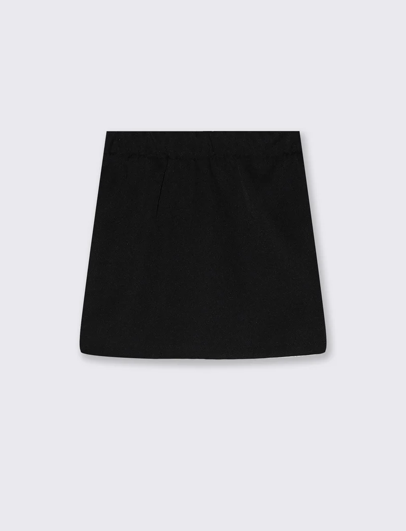 Gonna bambina con fiocco e fascia decorativa - Nero