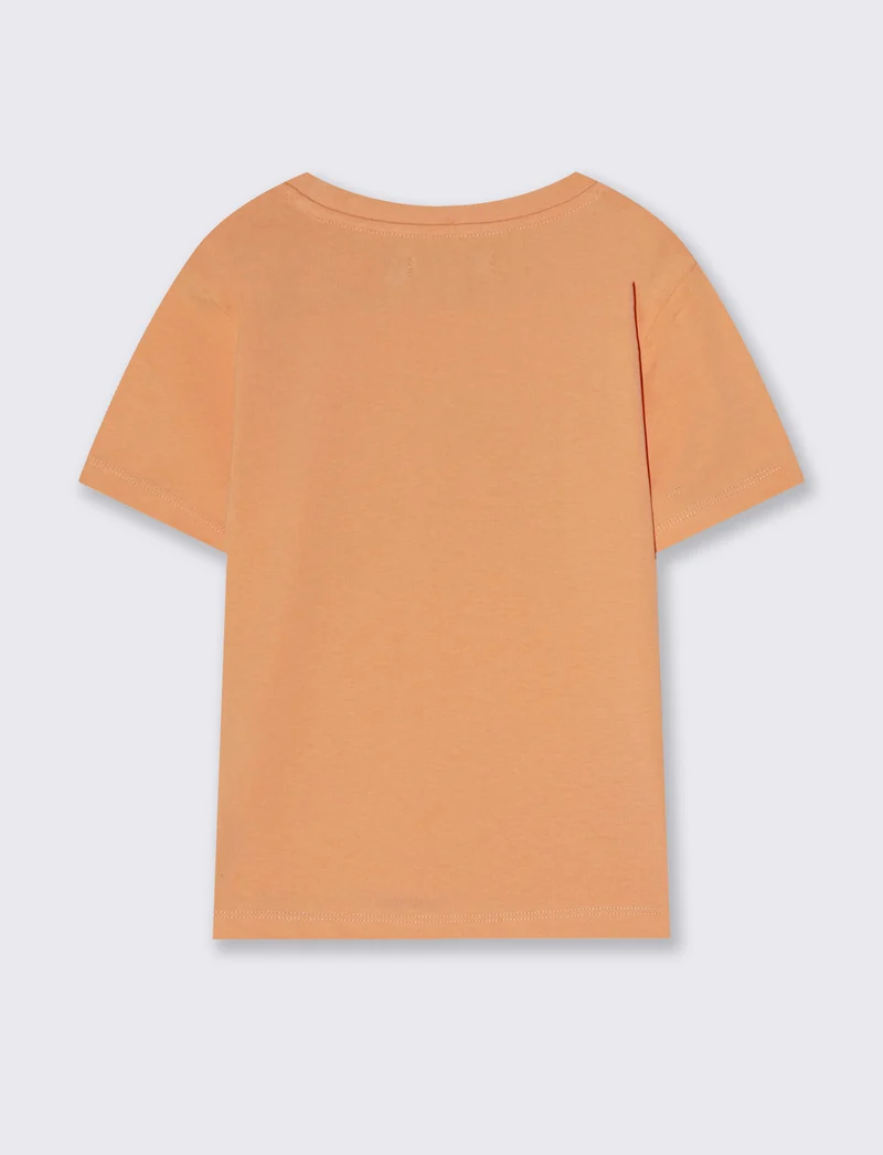 T-shirt bambina con stampa e spacchetti - Pesca